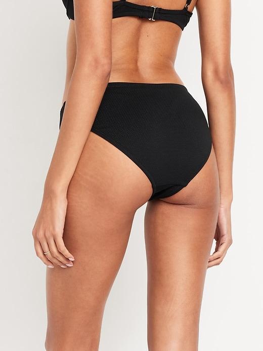 Mid-Rise Textured Bikini Swim Bottoms Product Image