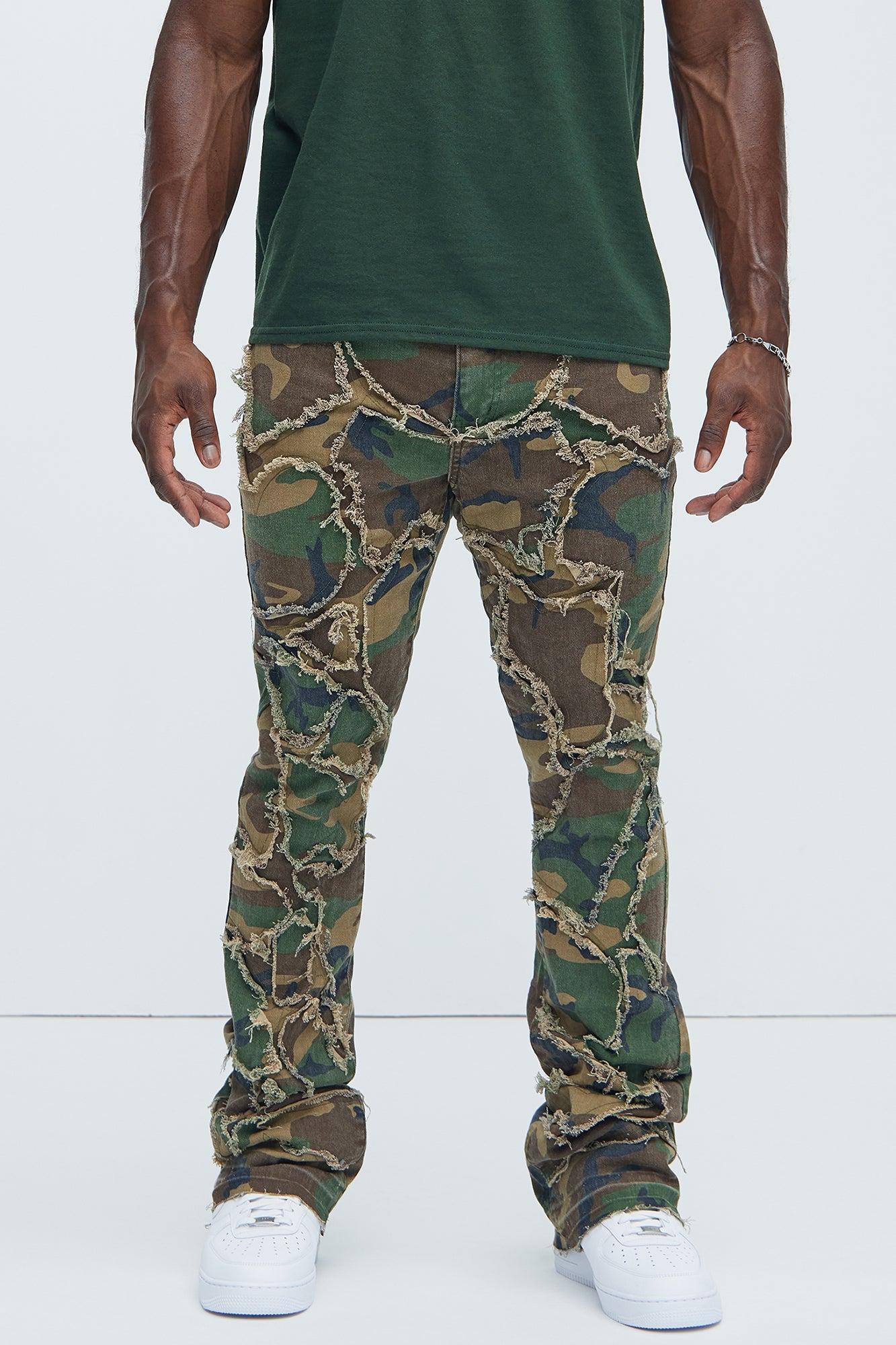 Fray All Ways Stacked Skinny Flare Pants - Camouflage Product Image