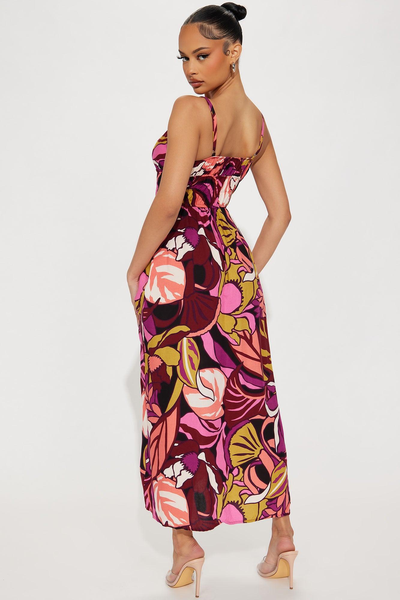 Leora Tropical Maxi Dress - Purple/combo Product Image