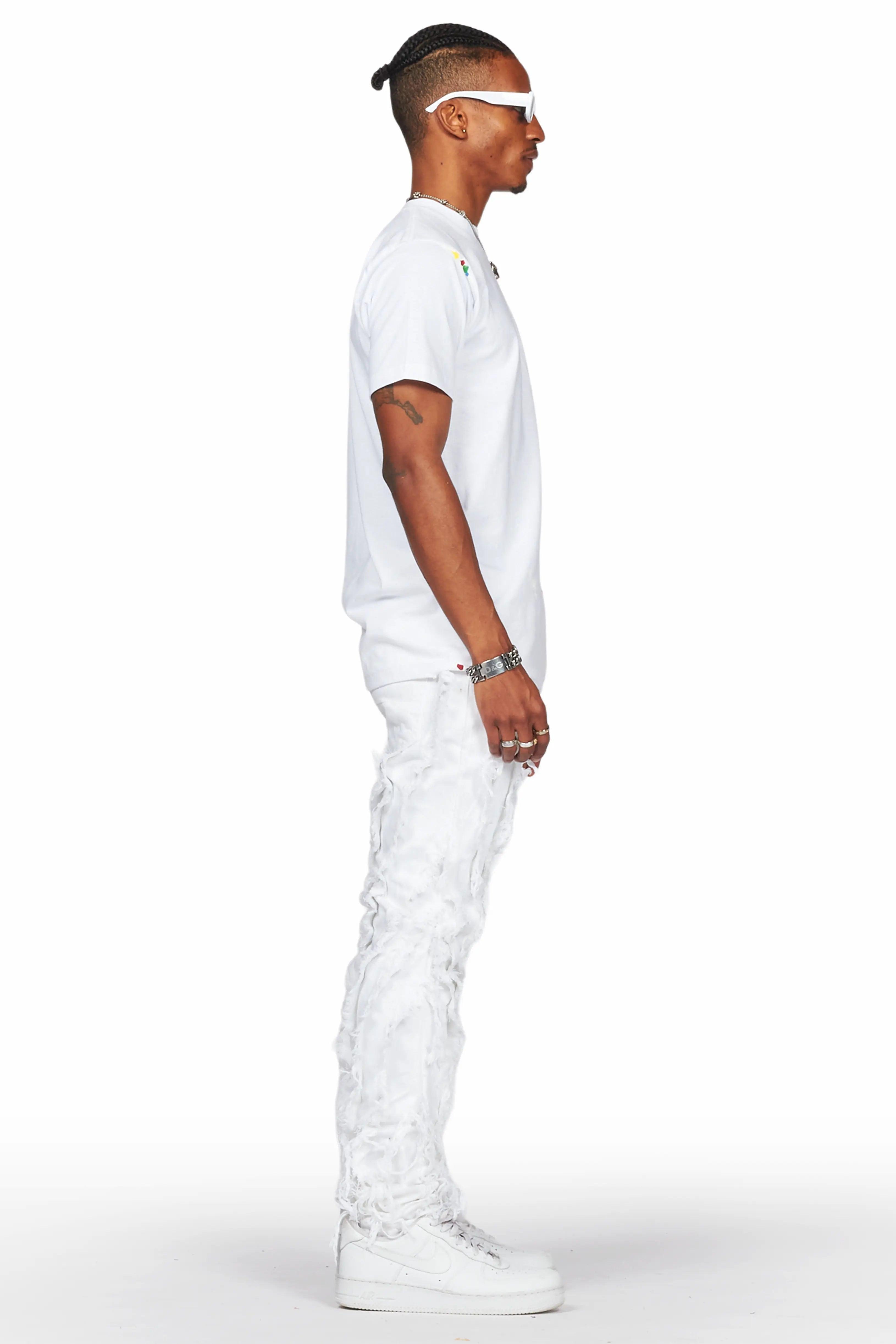 Achilles White Raw Edge Skinny Fit Jean Male Product Image