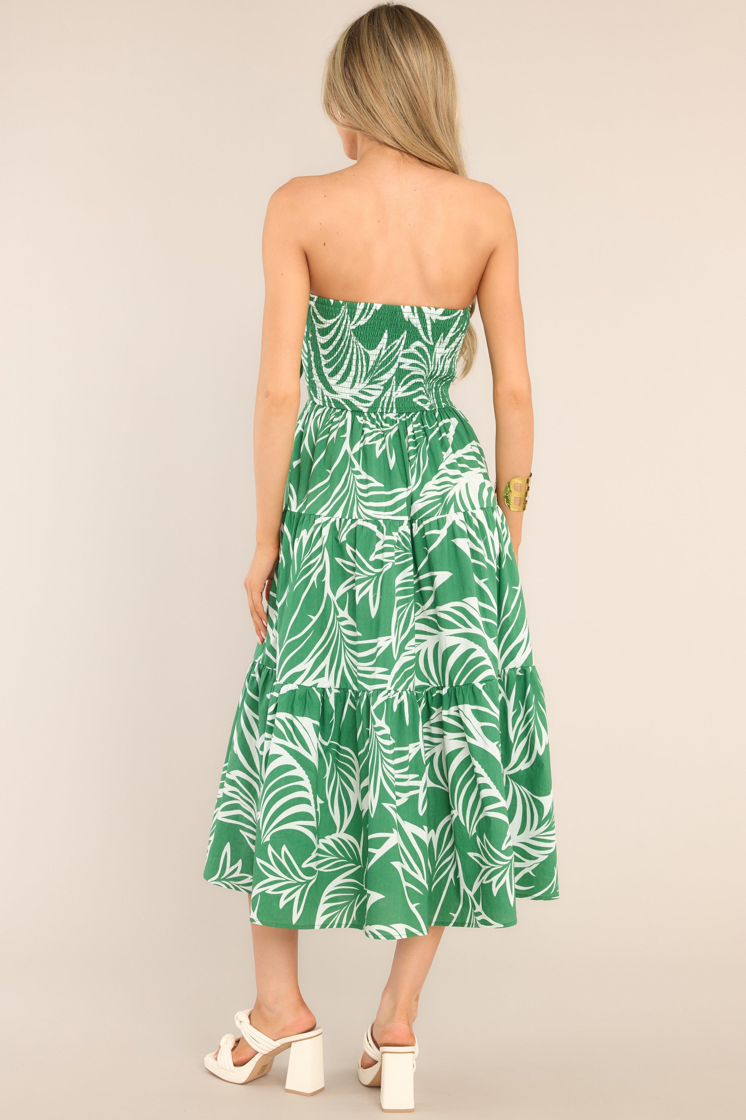 Beachfront Kelly Green Strapless Midi Dress Product Image