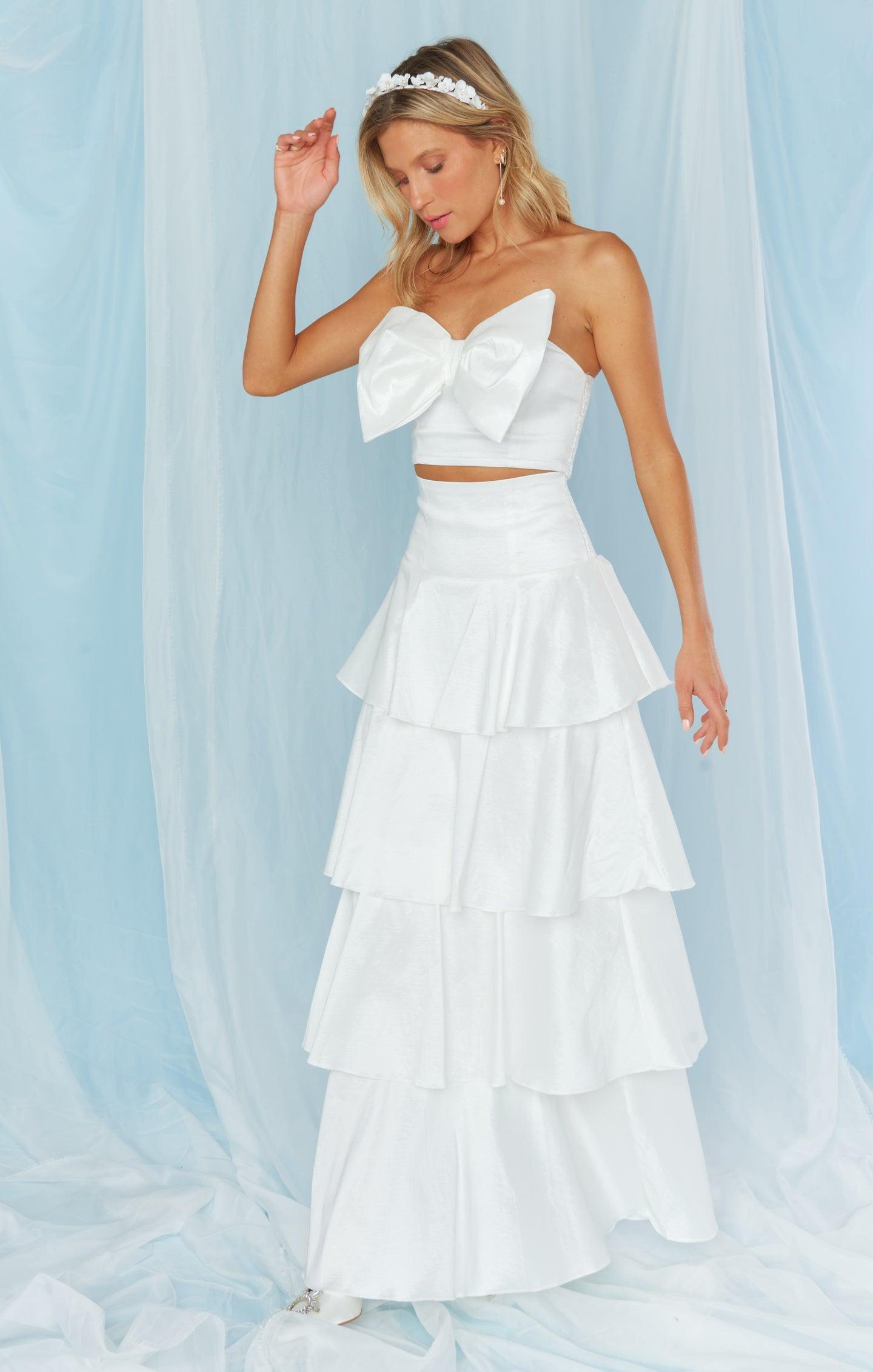 Big Bow Top ~ White Taffeta Product Image