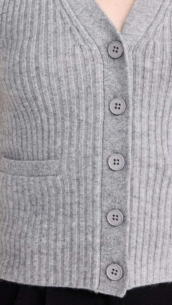 White + Warren Cashmere Ribbed Button Vest | Shopbop Product Image