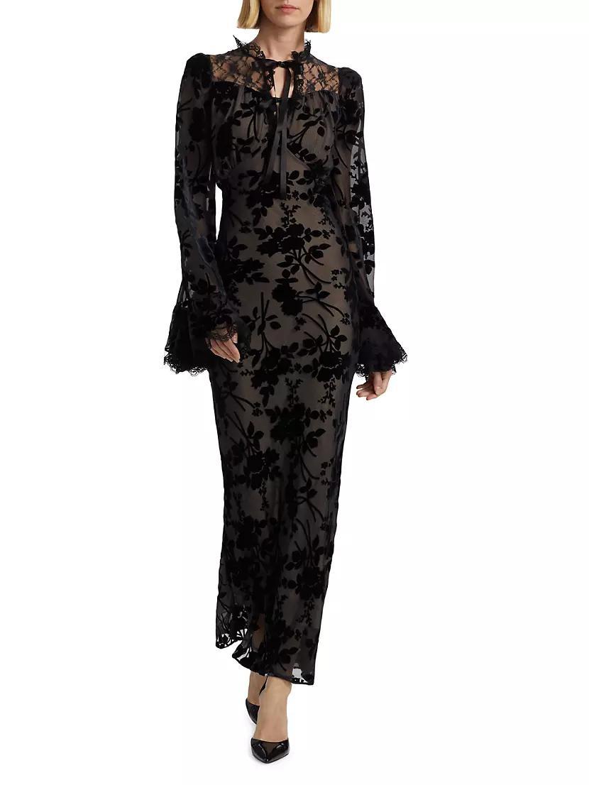 Lace Silk-Blend Maxi-Dress Product Image