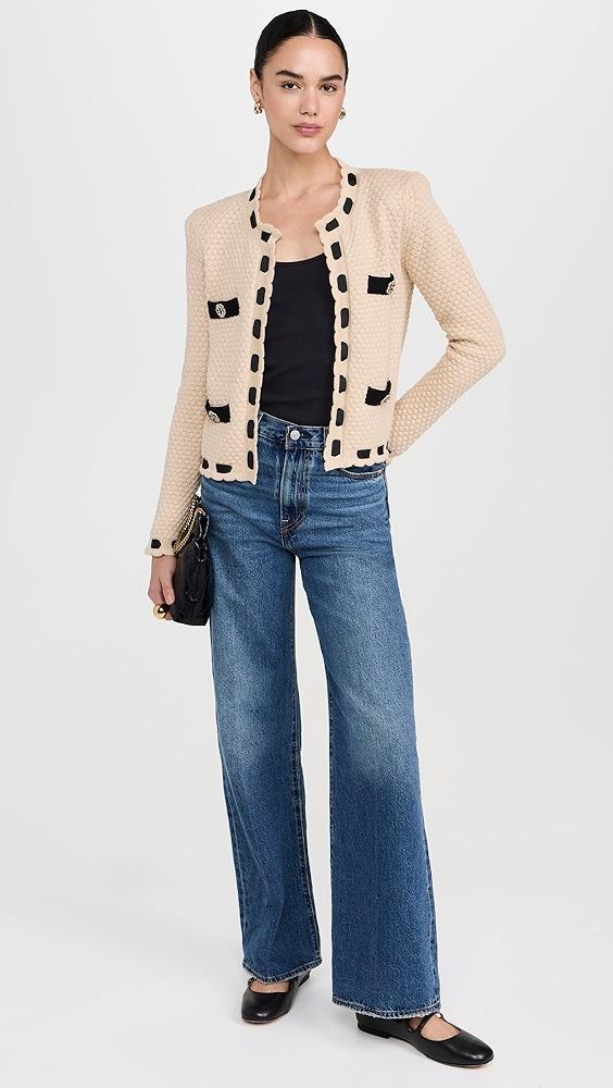 L'AGENCE Astor Contrast Trim Cardigan | Shopbop Product Image