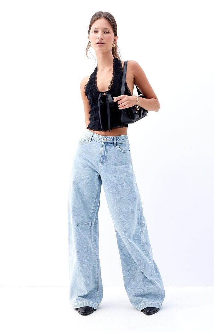 Women's Light Indigo Baggy Barrel Jeans Product Image