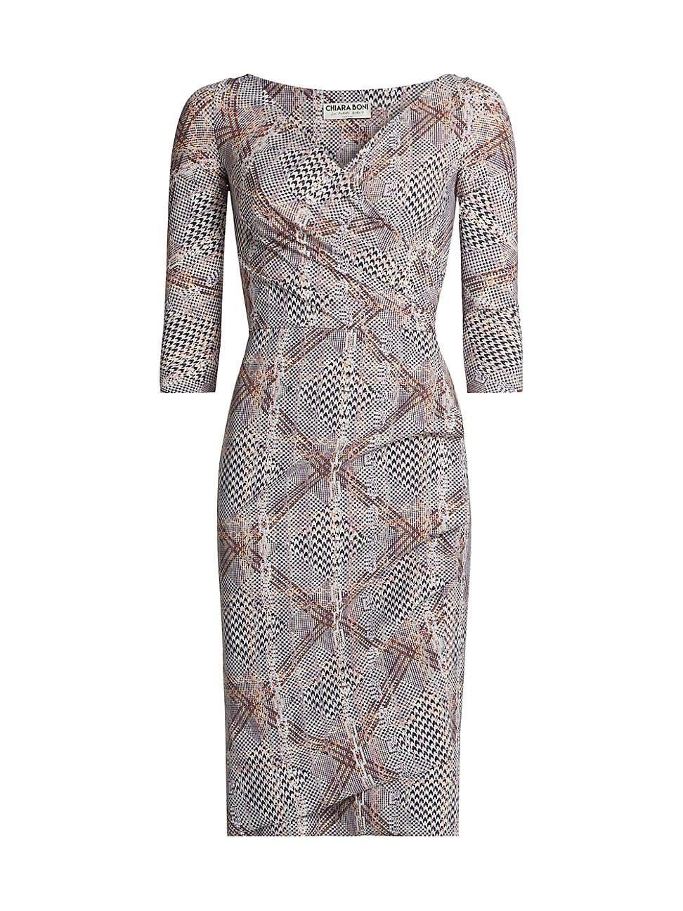 Womens Florien Chainlink Check Surplice Midi-Dress Product Image