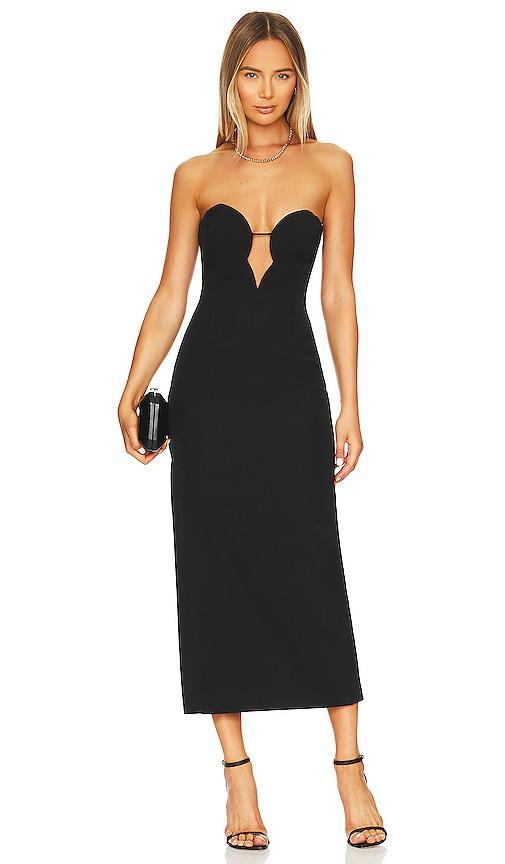 Bardot Eleni Strapless Plunge Neck Midi Dress Product Image