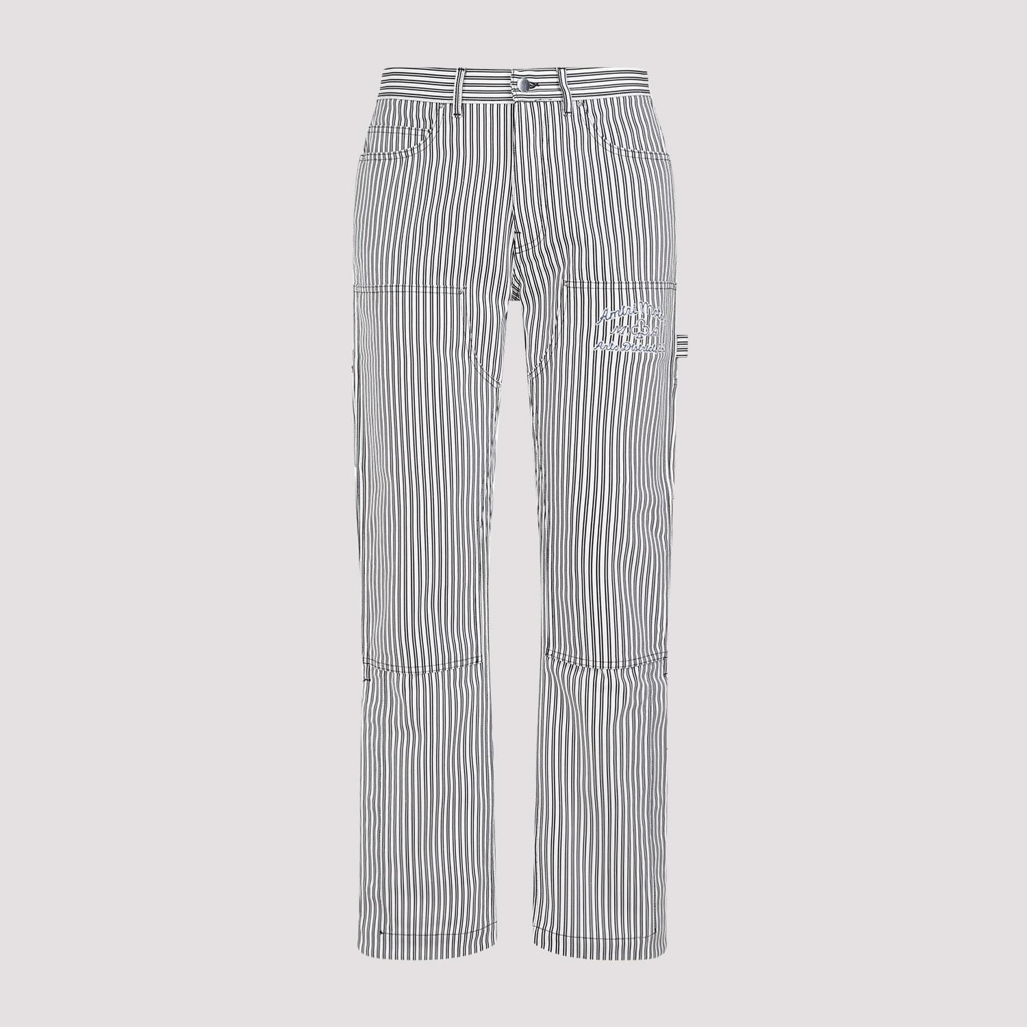 Striped Cotton Carpenter Pant In Black White Product Image