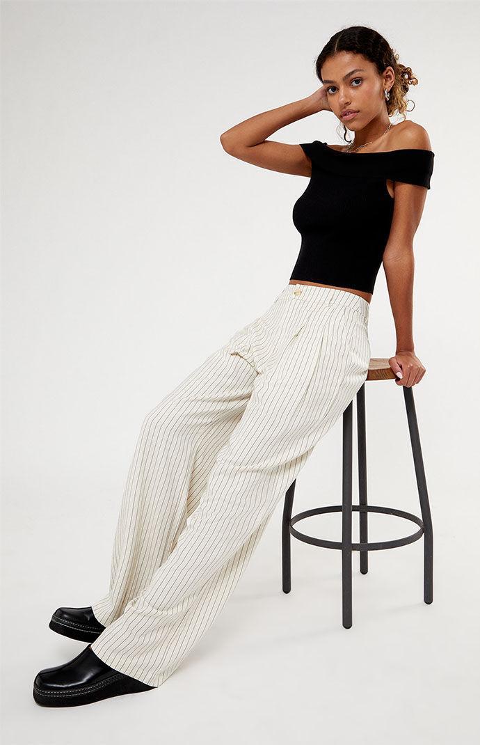 Women's Pinstripe Linen Trousers Product Image