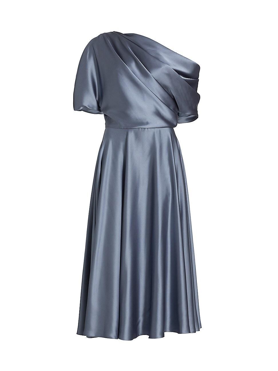 Amsale Slouch One-Shoulder Satin Cocktail Dress Product Image