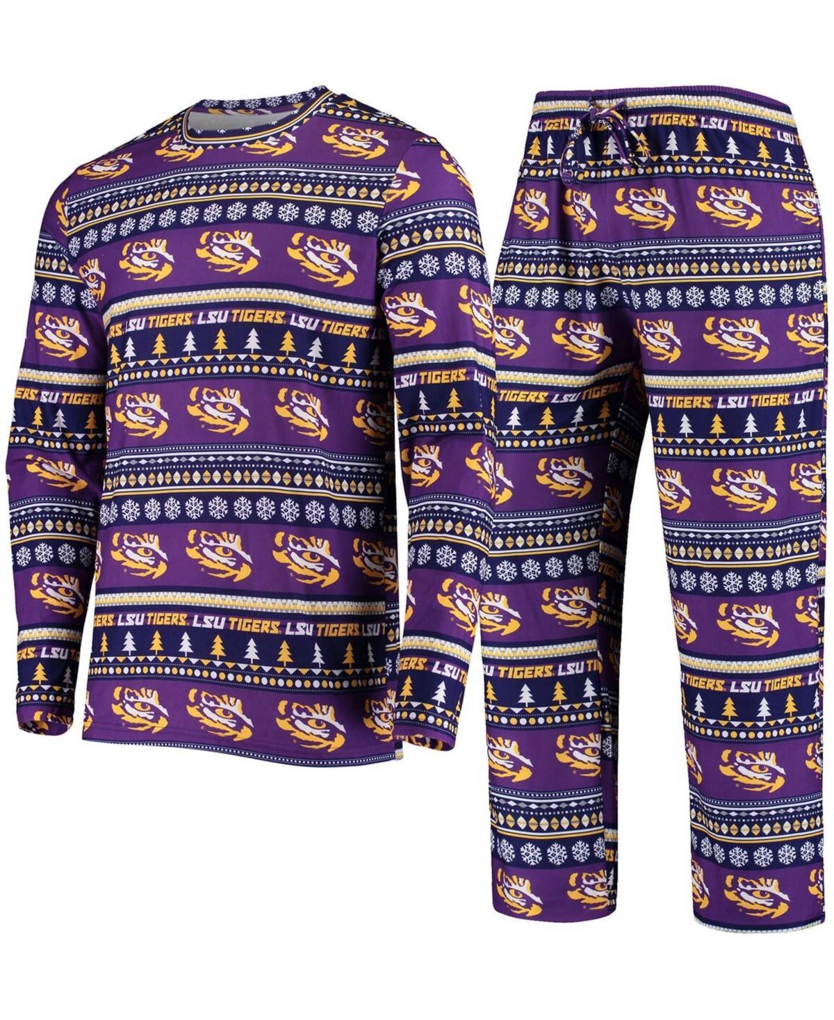 Mens Concepts Sport LSU Tigers Ugly Sweater Knit Long Sleeve Top and Pant Set Product Image