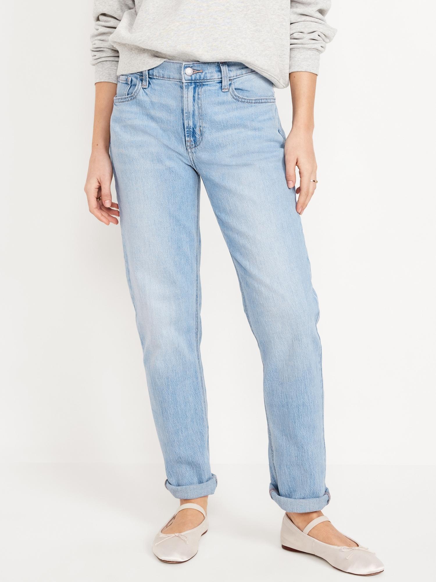 Mid-Rise Wow Boyfriend Straight Jeans Product Image