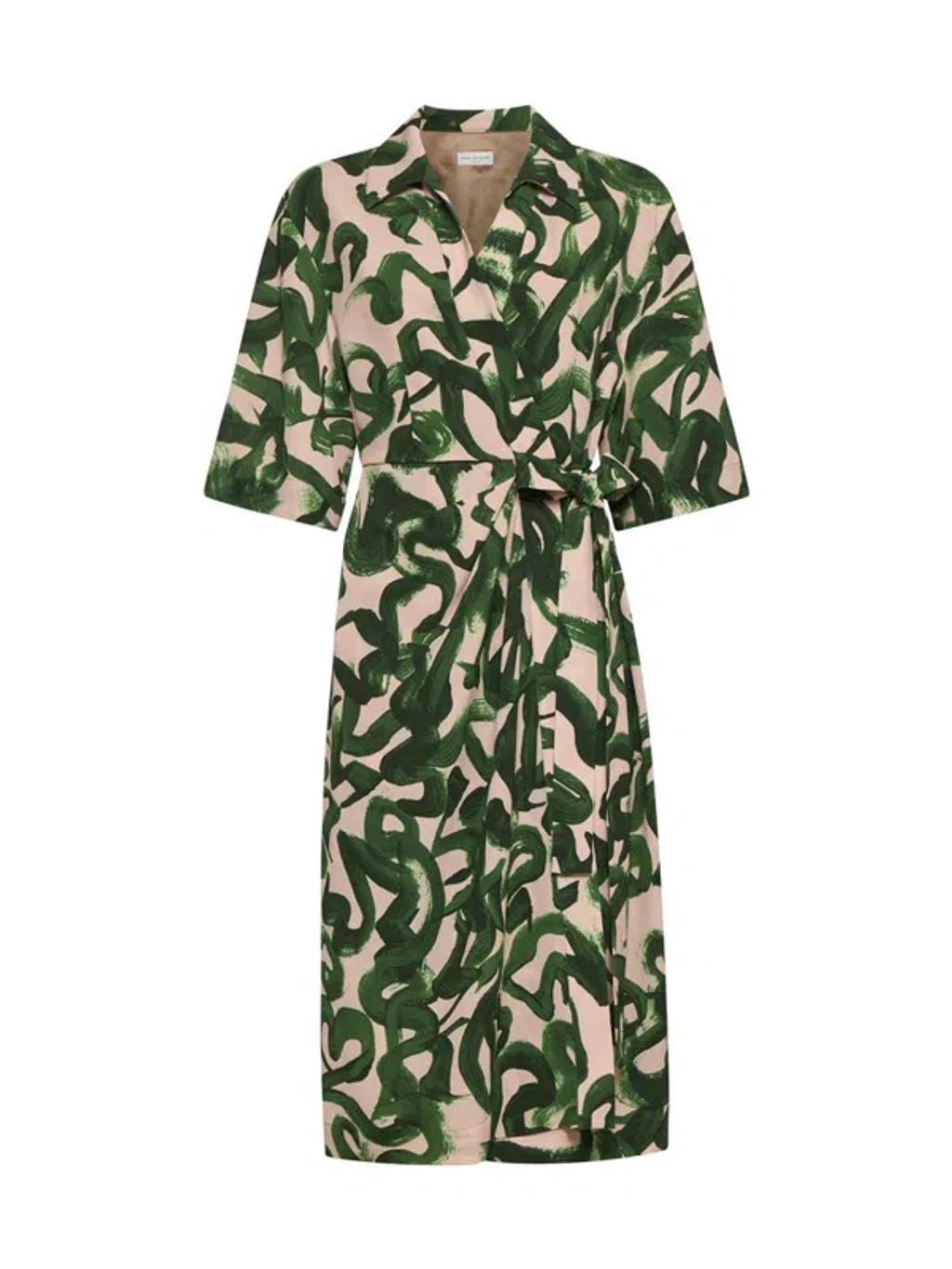 Floral-print Midi Dress In Green Product Image