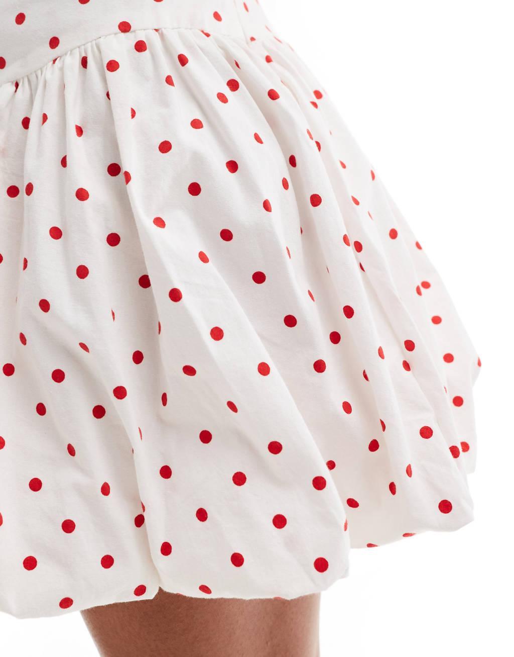 Motel Exclusive kiyowo bubble hem mini skirt in polka dot Product Image