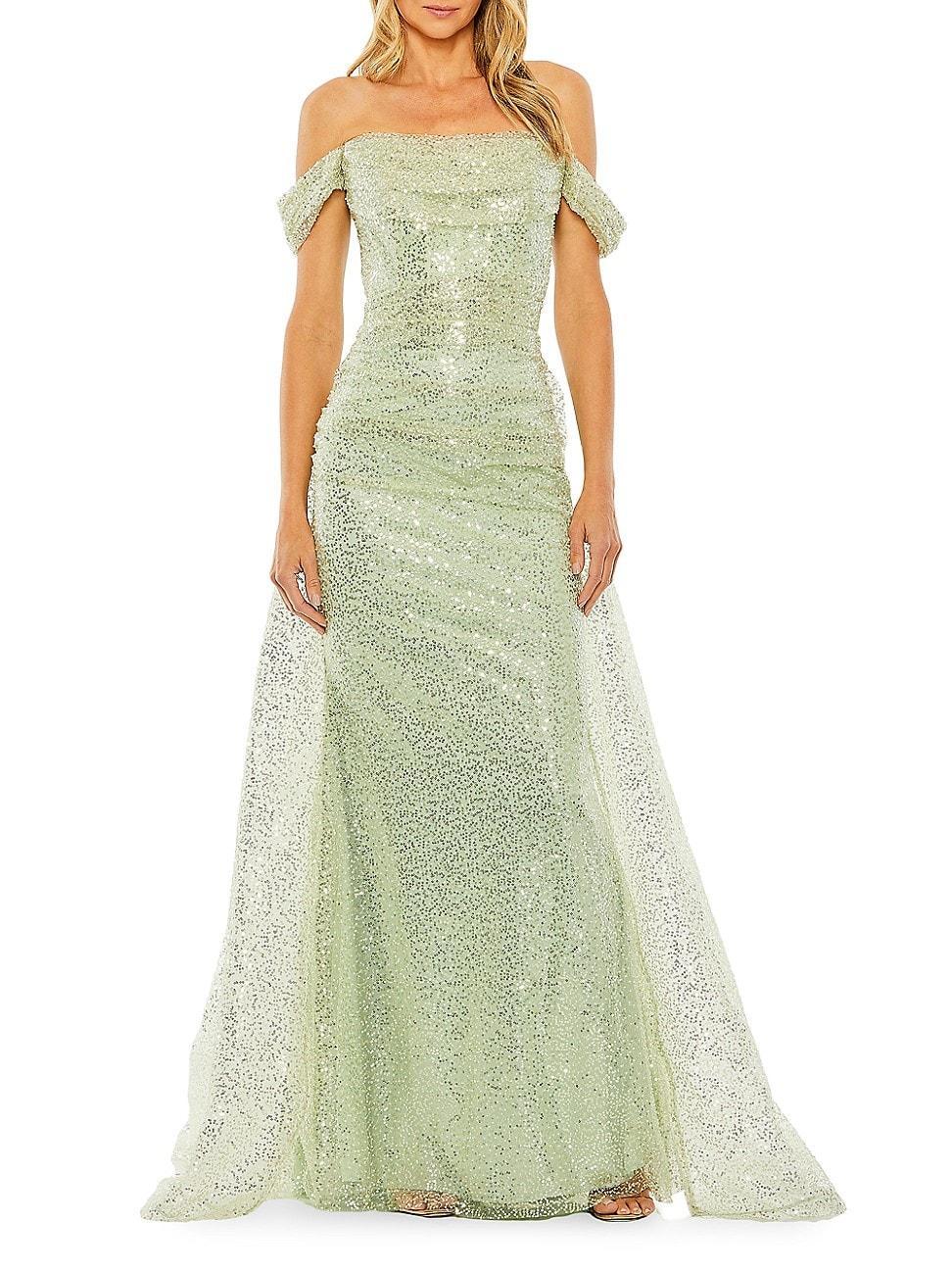 Womens Sequined Off-The-Shoulder Gown Product Image