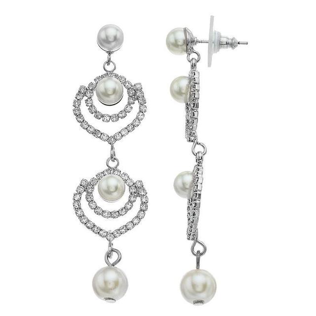 Vieste Pearl & Crystal Post Drop Nickel Free Earrings, Womens, Multicolor Product Image