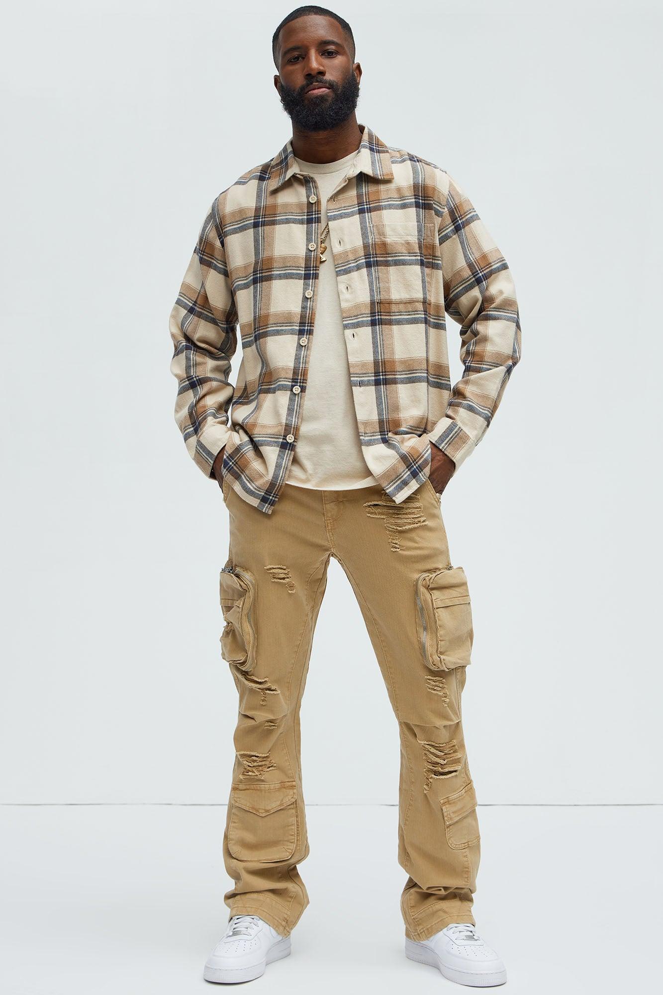 Carl Slim Flare Cargo Jeans - Khaki Product Image