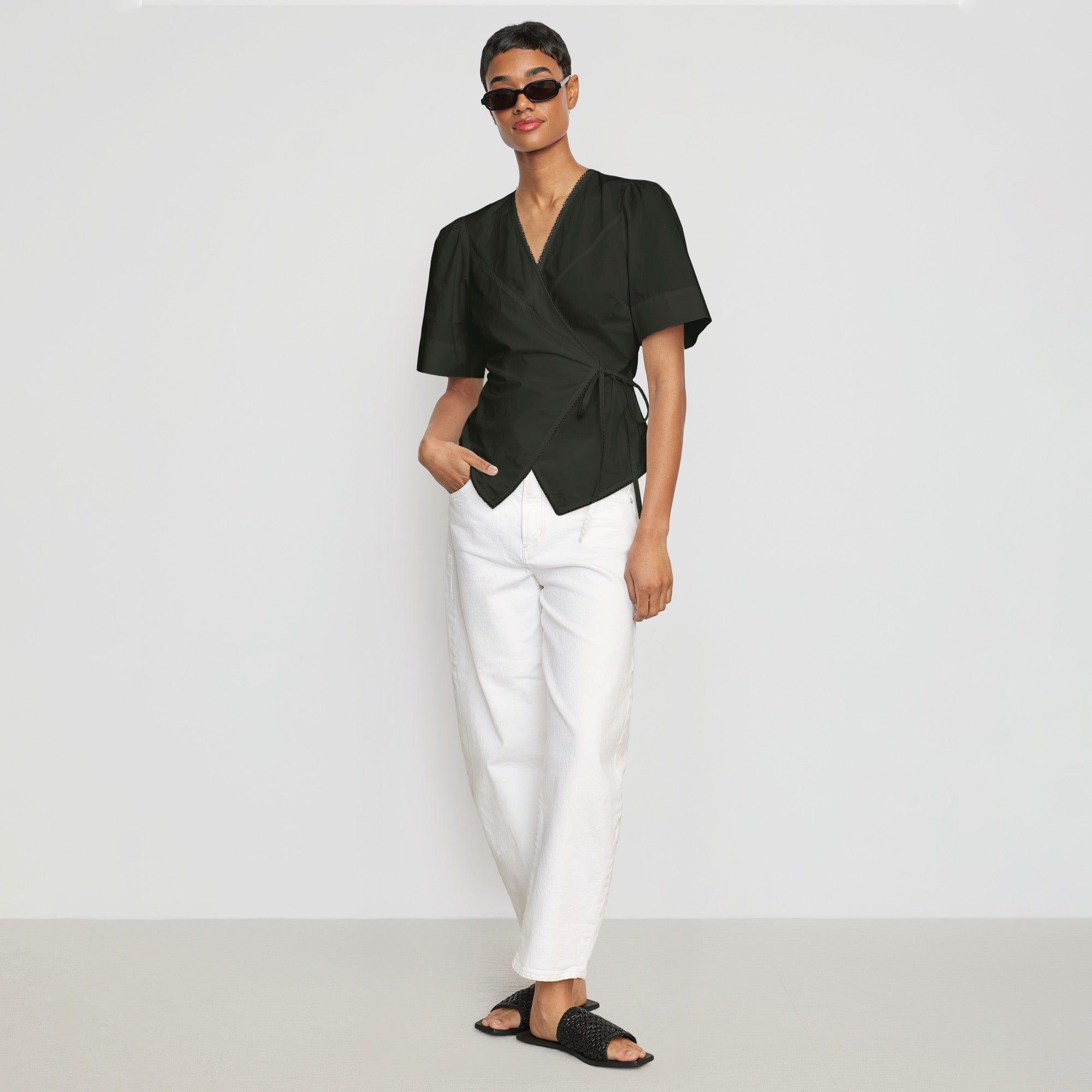 Chidi Structured Short-Sleeve Wrap Blouse Product Image