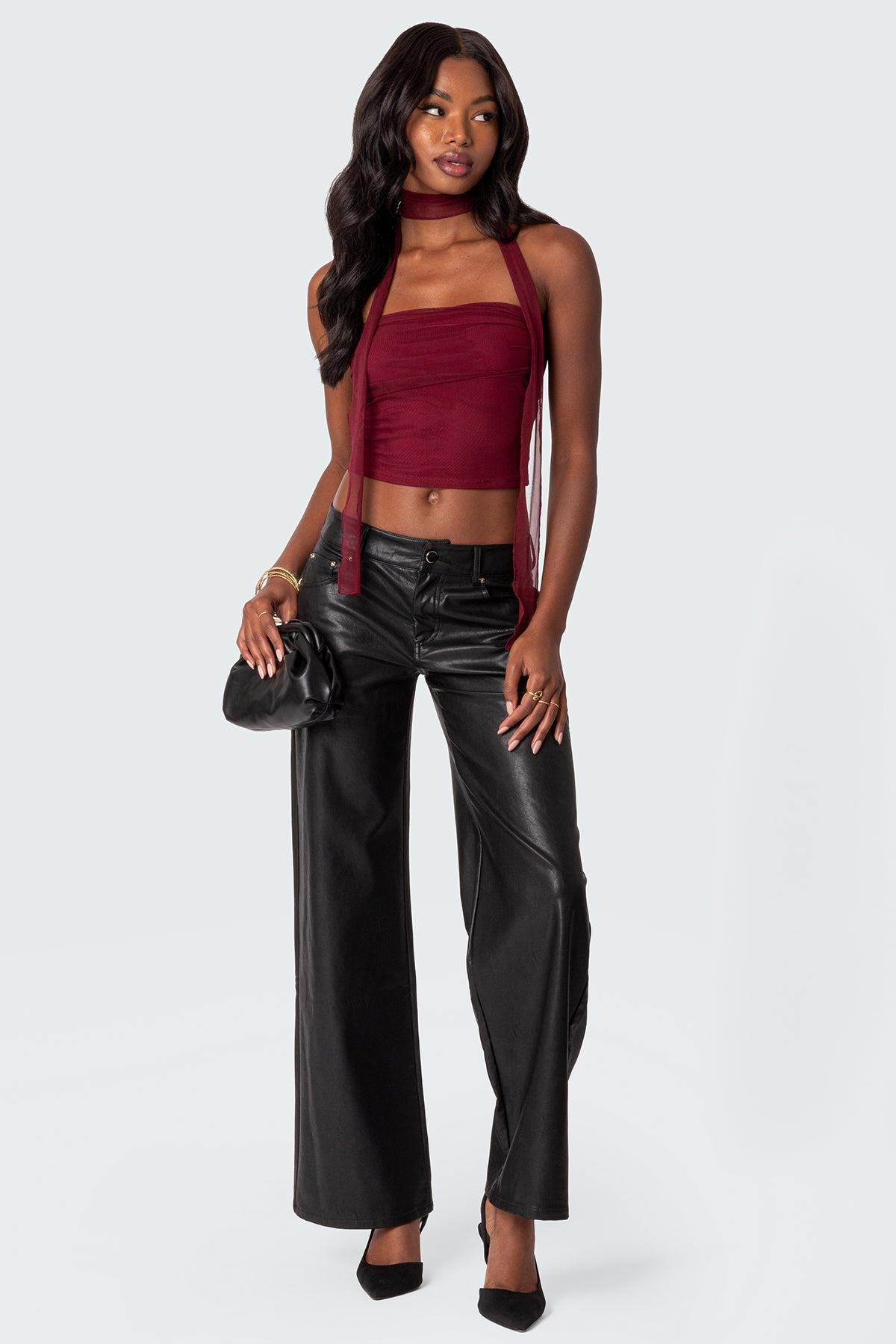 Faux Leather Straight Leg Pants Product Image