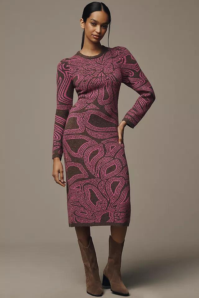 Farm Rio x Anthropologie Long-Sleeve Jacquard Printed Midi Dress Product Image