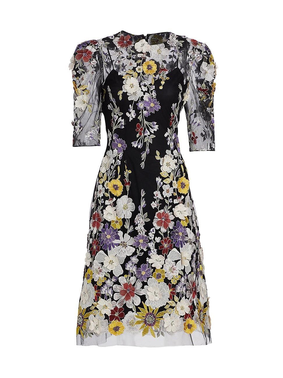 Womens Embroidered Floral Cocktail Dress Product Image