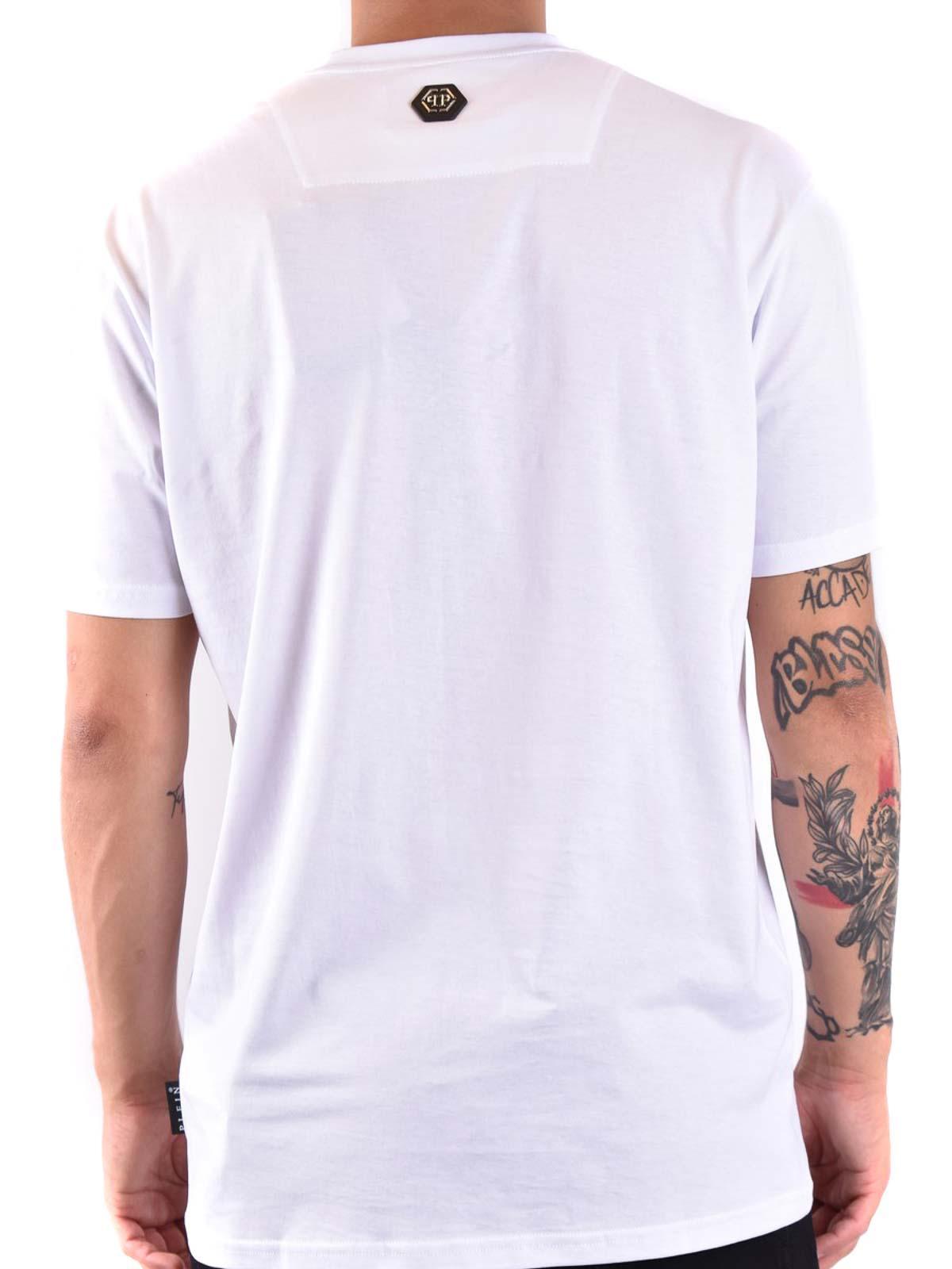 PHILIPP PLEIN Logo-embellished Cotton T-shirt In White Product Image