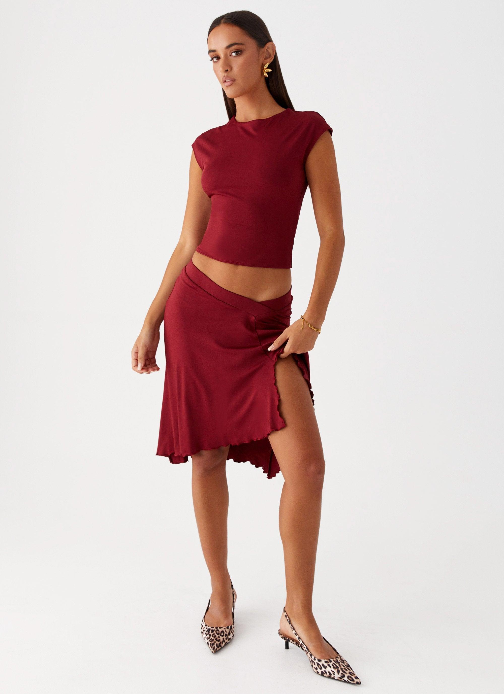 She's A Lady Midi Skirt - Red Product Image