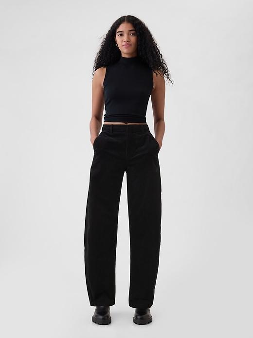 High Rise Corduroy Tapered Ankle Trousers Product Image