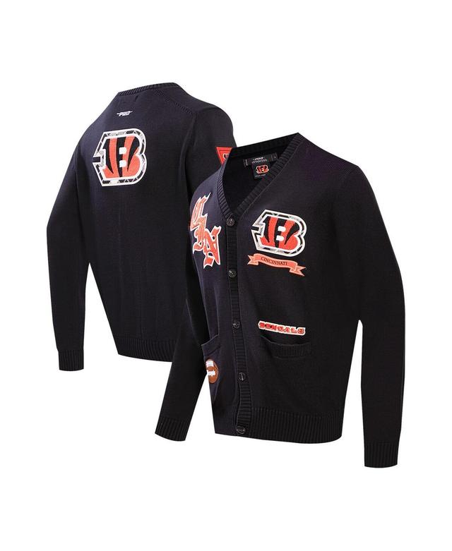 Mens Pro Standard Black Cincinnati Bengals Prep Button-Up Cardigan Sweater Product Image