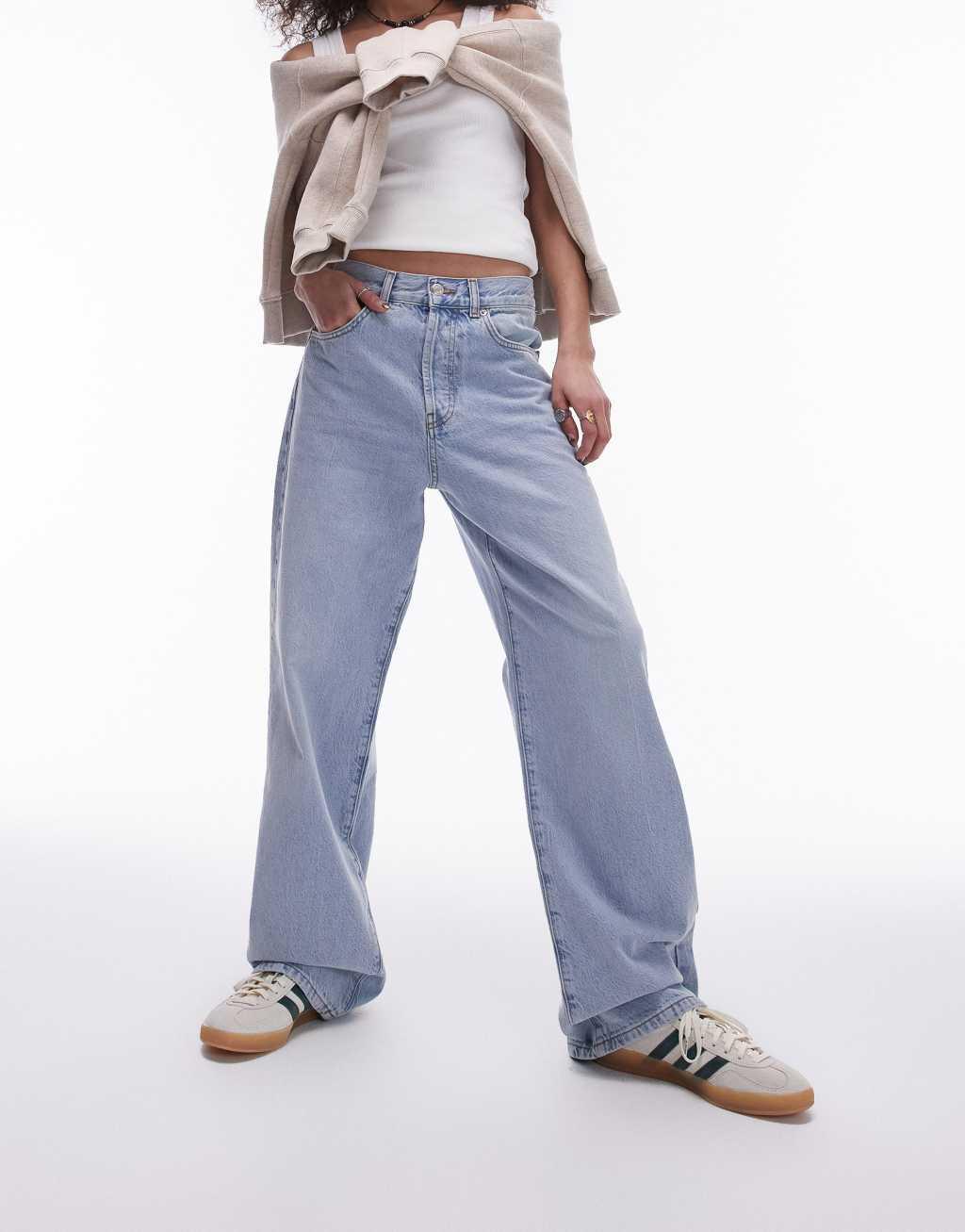 Topshop mid rise Column jeans in vintage bleach Product Image