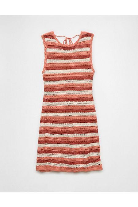 AE Crochet Striped Open Back Mini Dress Women's Product Image