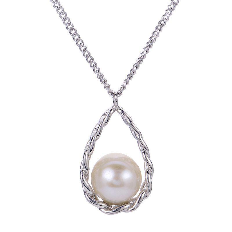 PearLustre by Imperial Sterling Silver Cultured Pearl Chain Teardrop Pendant Necklace, Womens Product Image