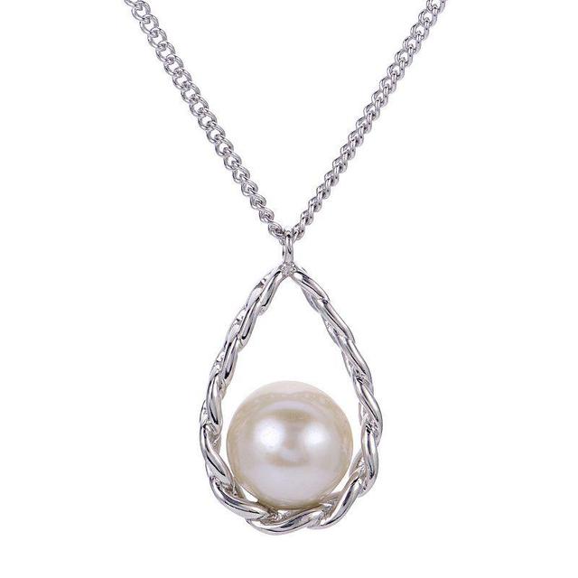 PearLustre by Imperial Sterling Silver Cultured Pearl Chain Teardrop Pendant Necklace, Womens Product Image