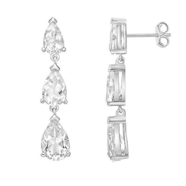 Gemminded Sterling Silver White Topaz Earrings, Womens Product Image