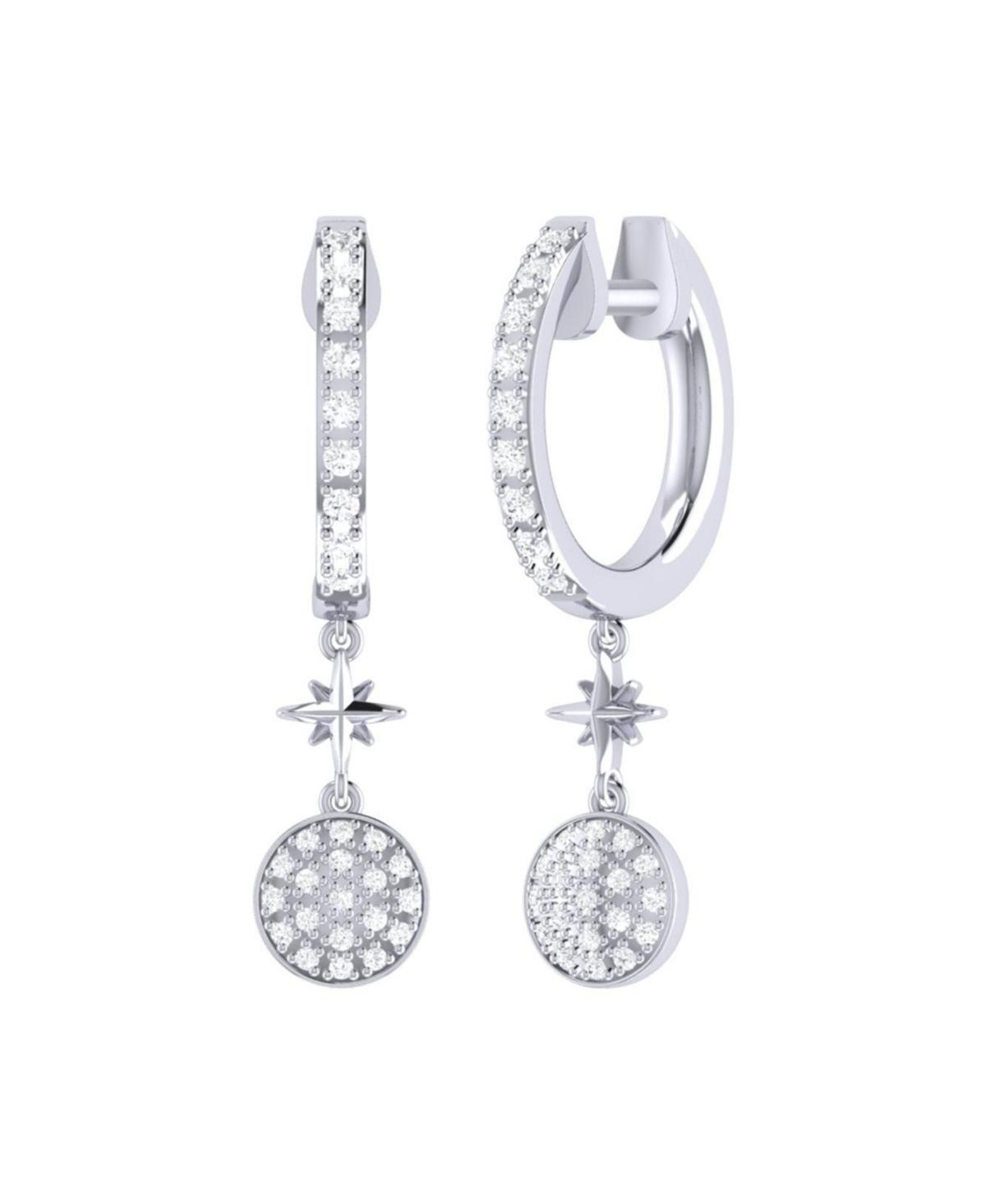 LuvMyJewelry Full moon Star Design Sterling Silver Diamond Hoop Women Earring Product Image