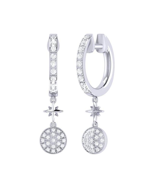 LuvMyJewelry Full moon Star Design Sterling Silver Diamond Hoop Women Earring Product Image