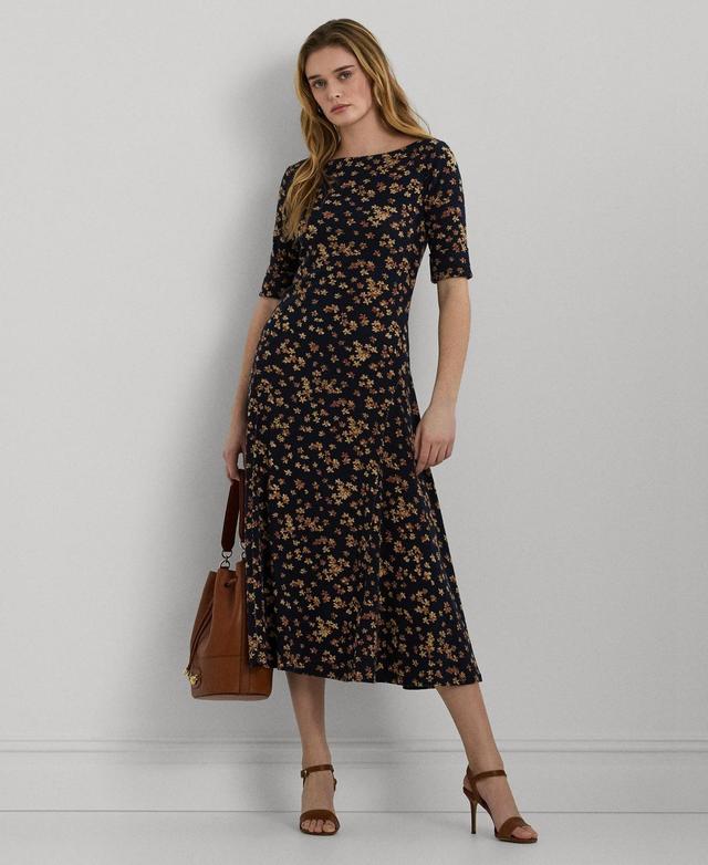 Lauren Ralph Lauren Womens Floral Stretch Cotton Midi Dress Product Image