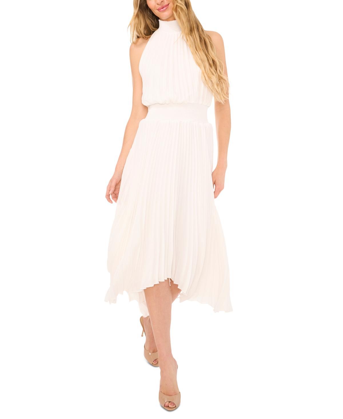 CeCe Womens Pleated Halter Midi Dress Product Image