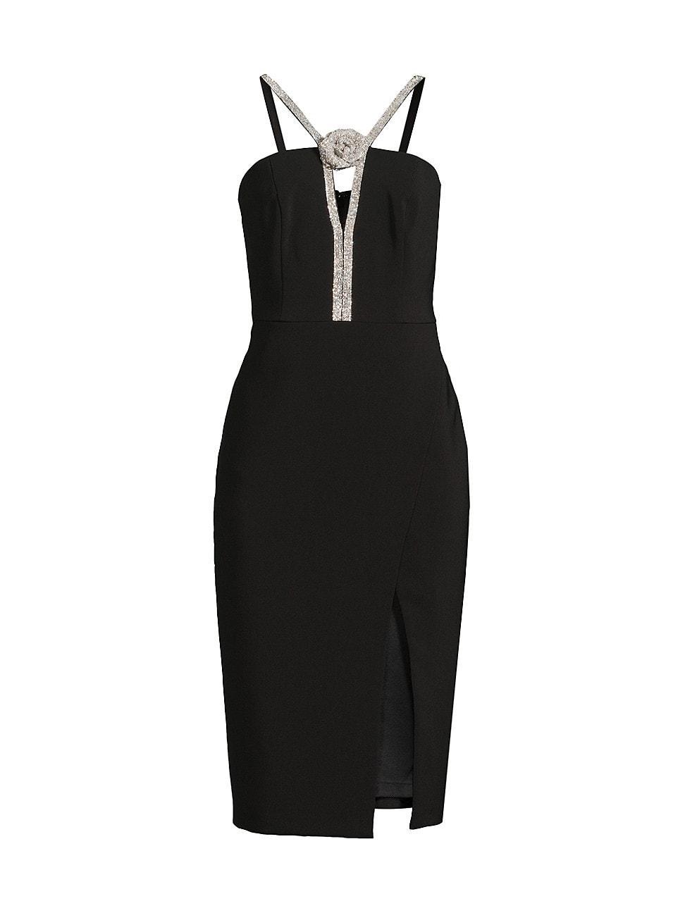 Womens Embellished Twill Halterneck Midi-Dress Product Image