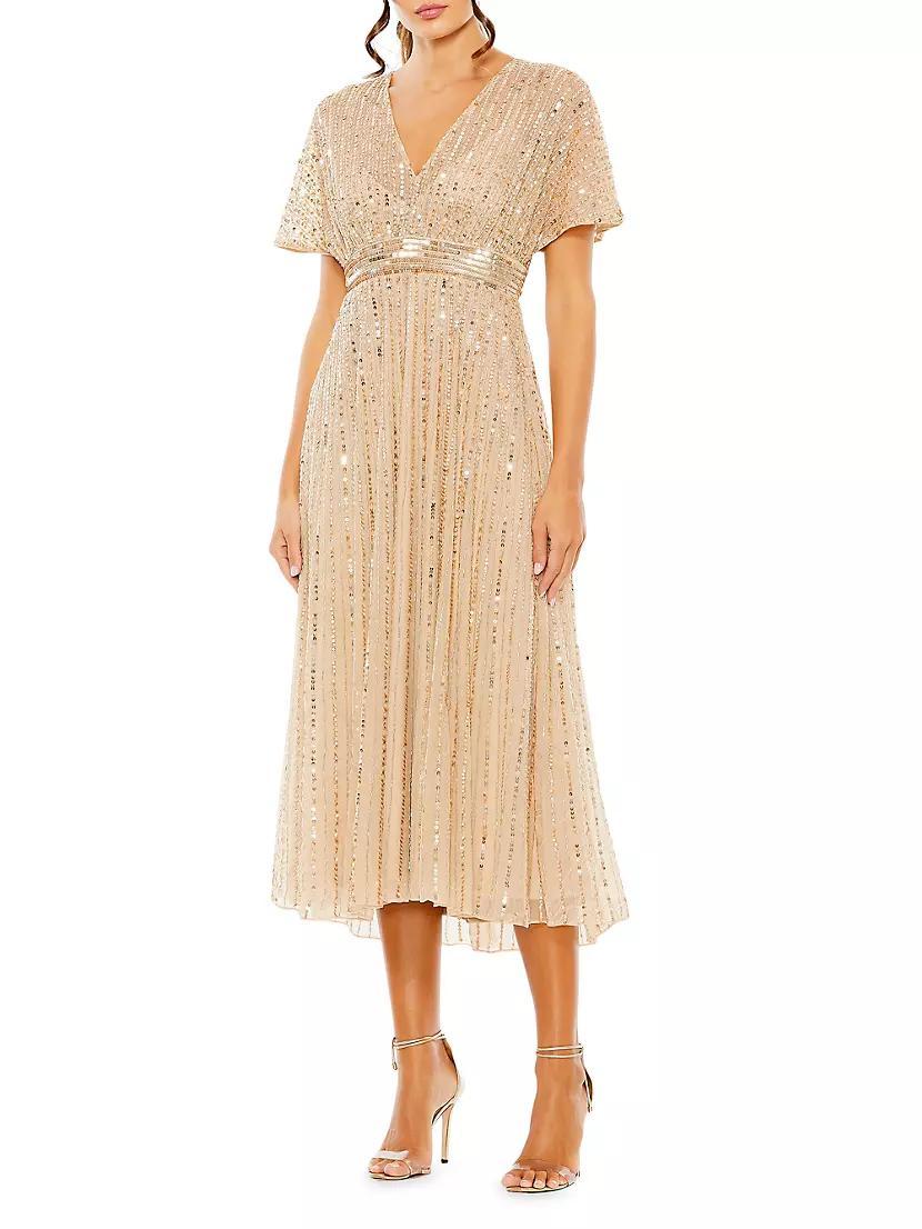 Sequined Short-Sleeve Midi-Dress Product Image