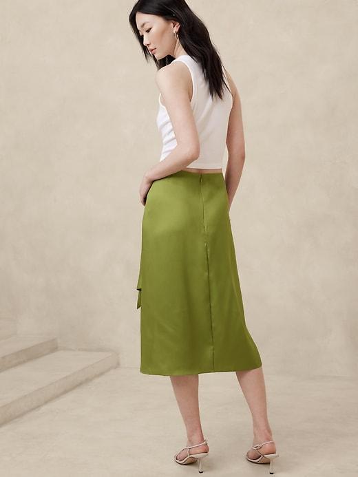 Silky Crepe Sarong Midi Skirt Product Image