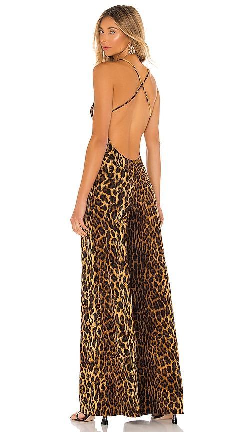 Norma Kamali Low Back Slip Jumpsuit in Brown. Product Image