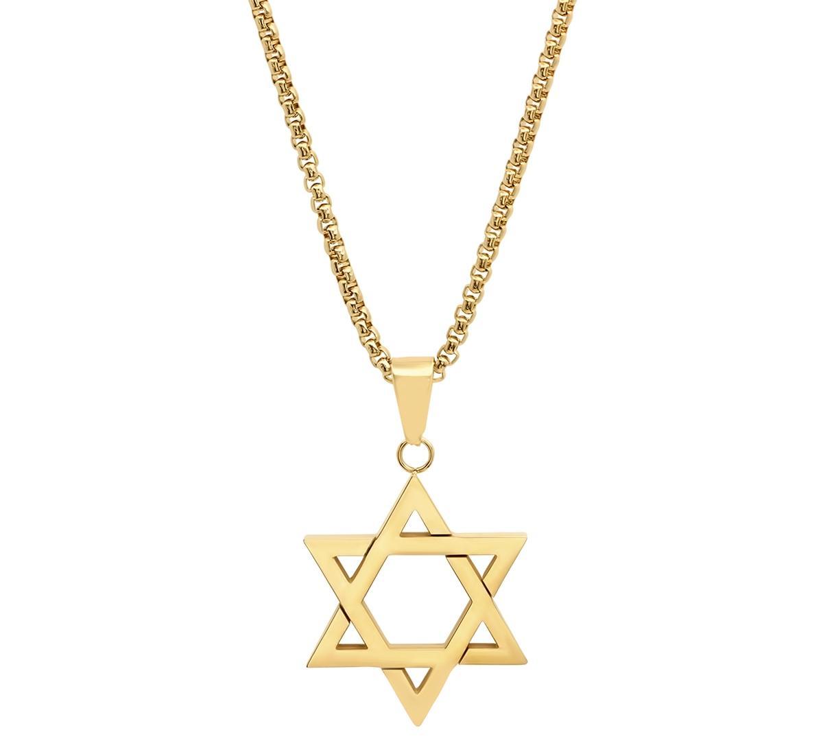 Steeltime Mens 18k Gold-Plated Stainless Steel Star of David 24 Pendant Necklace Product Image