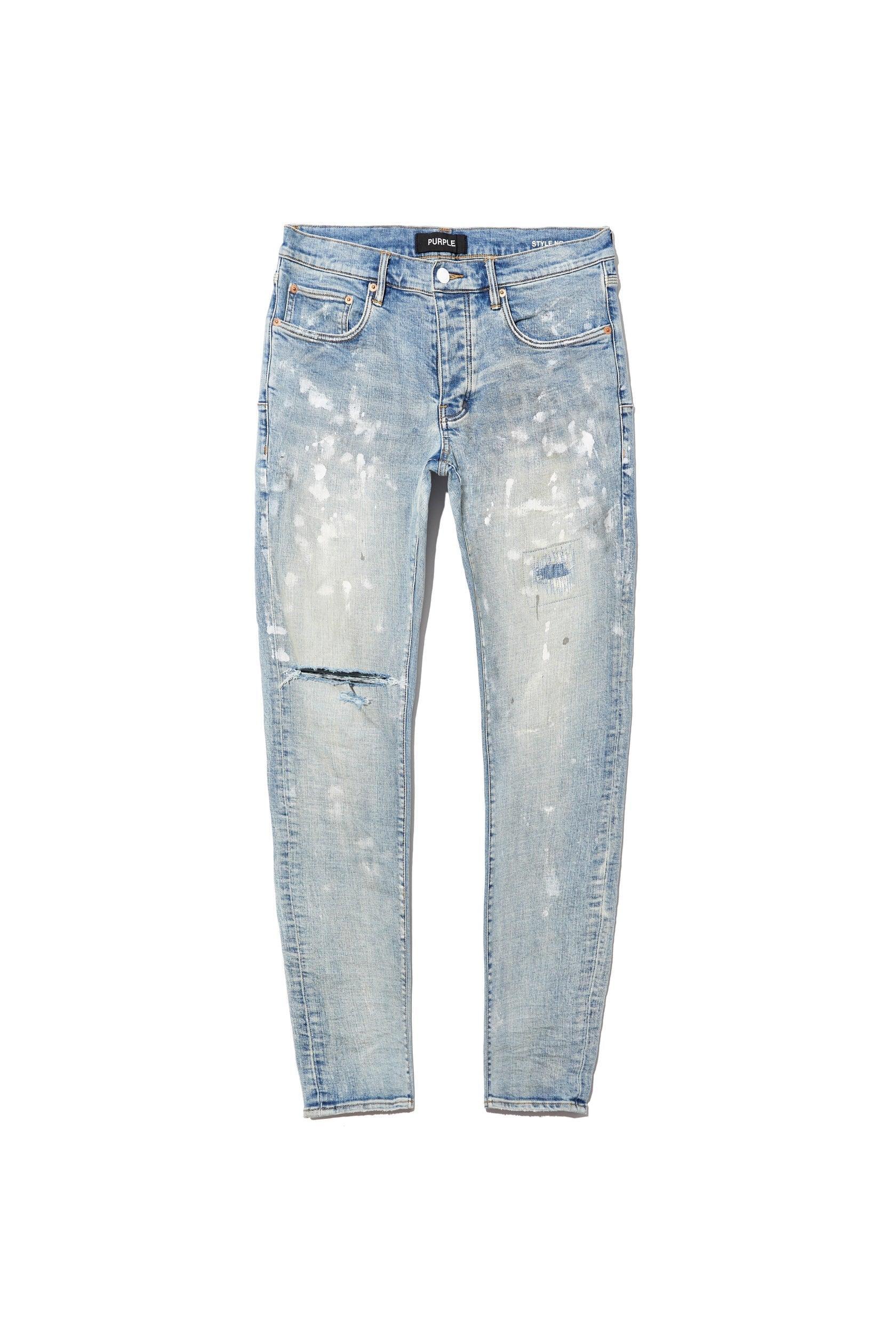 Purple Brand Light Indigo Paint Blowout Jeans Product Image