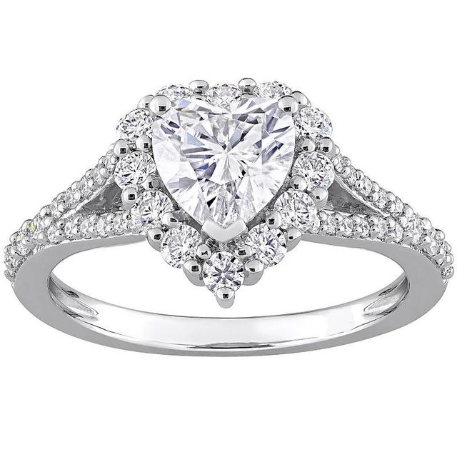 Stella Grace Sterling Silver 1-1/2 Carat T.W. Lab-Created Moissanite Heart Halo Ring, Womens Product Image