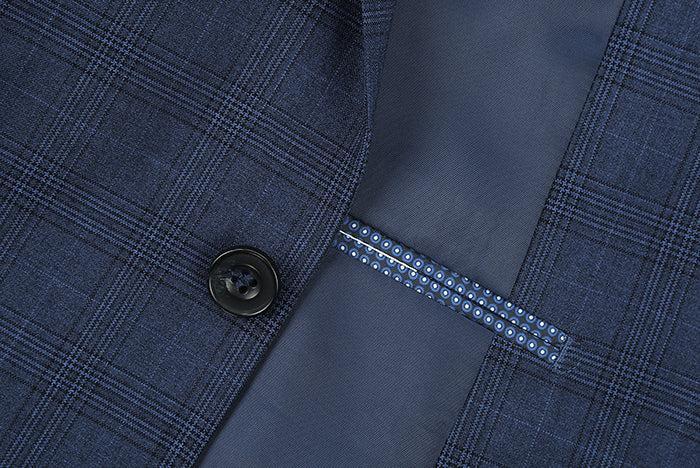 San Gemini Collection - 3 Piece Suit 2 Buttons Gray Glen Plaid Regular Fit Product Image