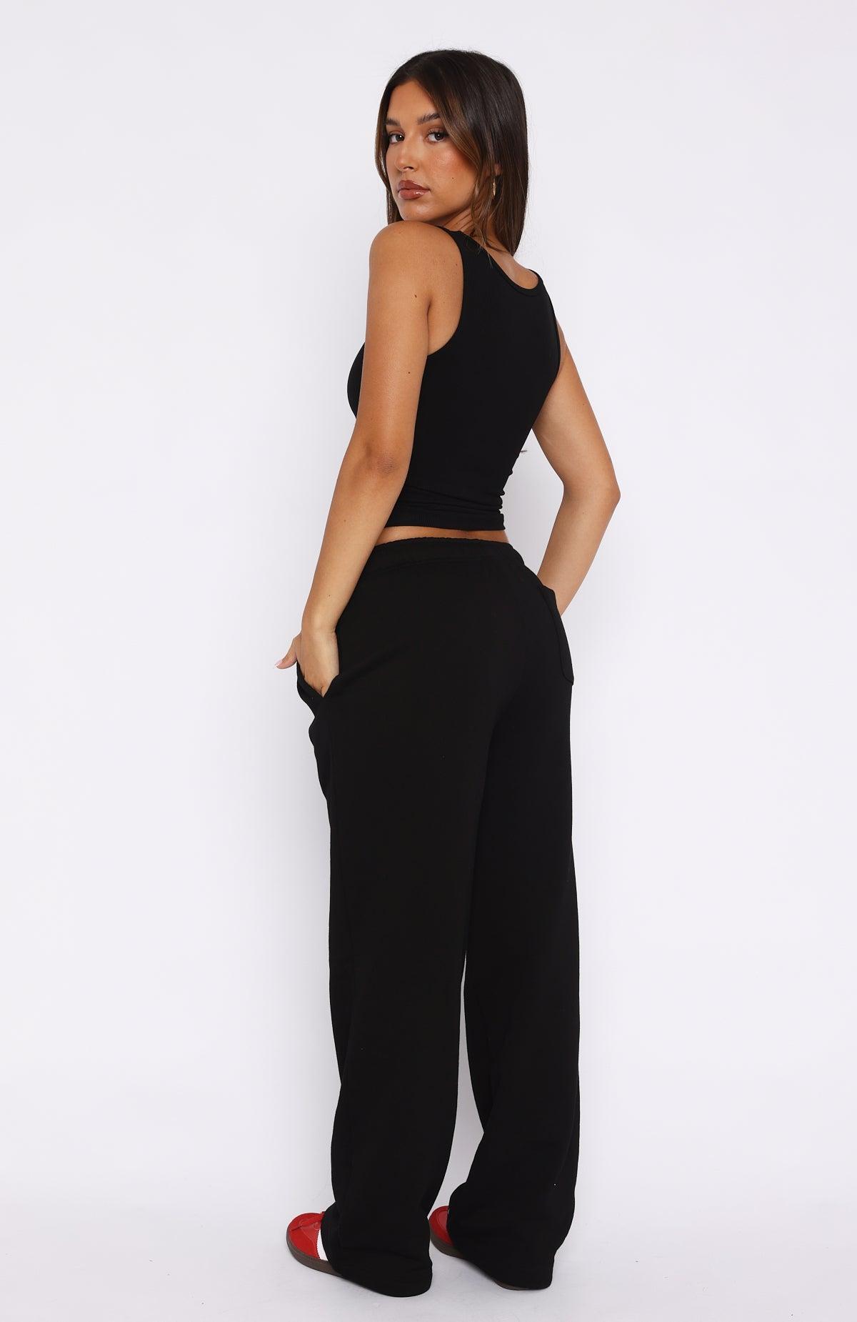 No Excuses Wide Leg Sweatpants Black Product Image