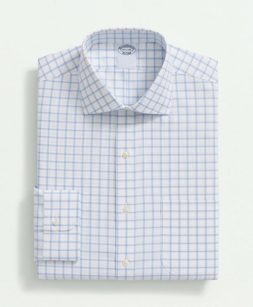 Big & Tall Stretch Supima® Cotton Non-Iron Royal Oxford English Collar, Windowpane Dress Shirt Product Image