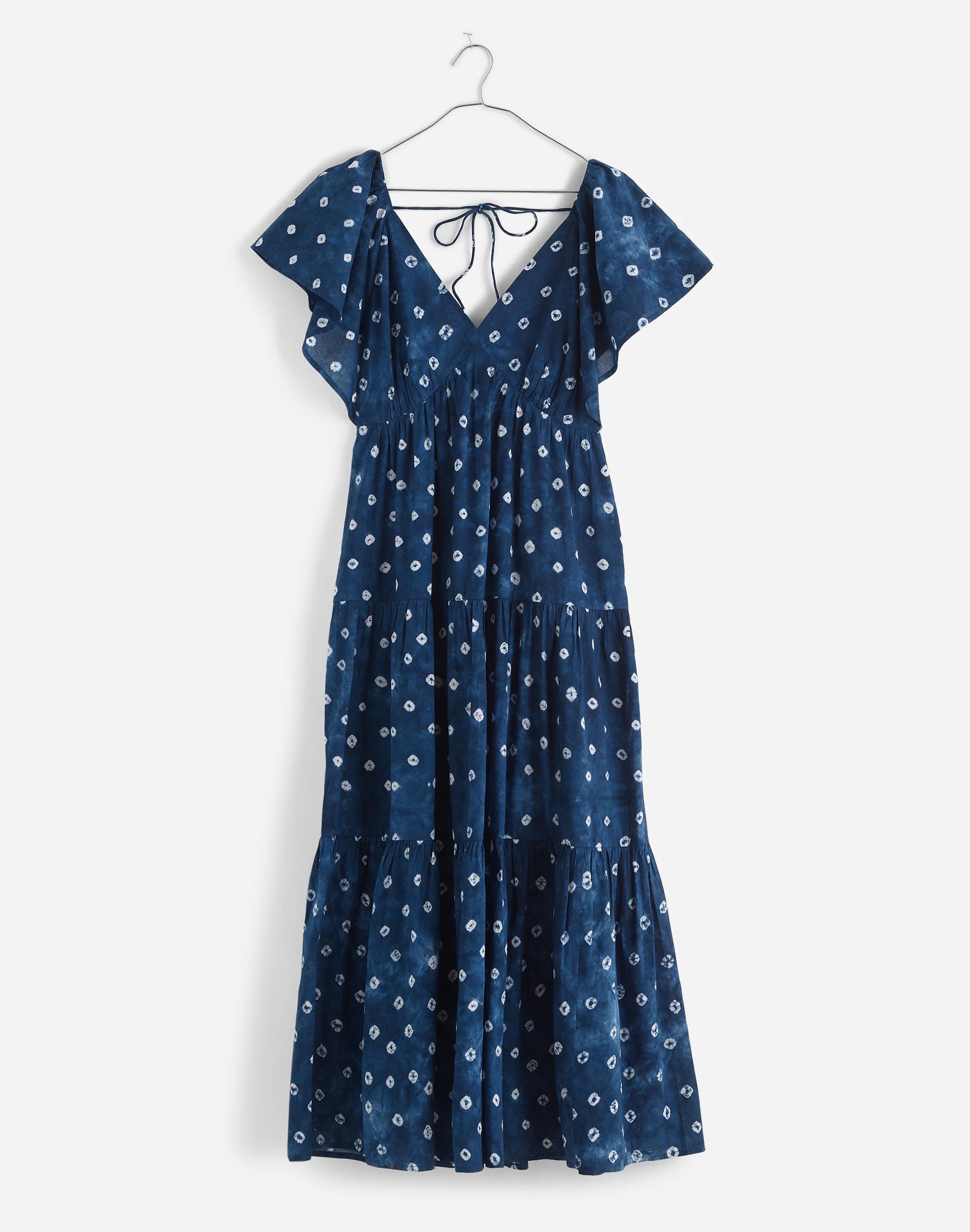 Tie-Back Tiered Midi Dress in Shibori Product Image